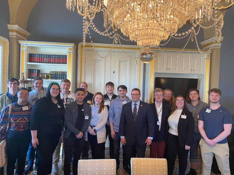 Students with Rep. Guy Reschenthaler inside U.S. Capitol