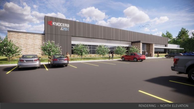 An artist rendering of the KYOCERA AVX facility that will be built in Penn State Behrend's Knowledge Park.