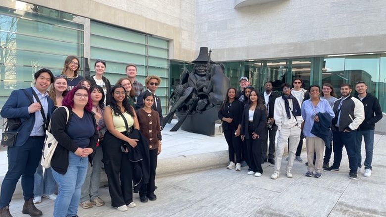 The Spirit of Haida Gwaii sculpture outside the Canadian Embassy