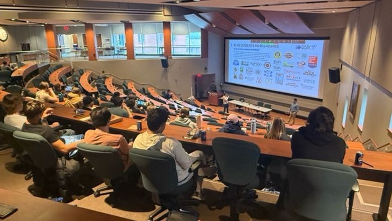 Photo of students sitting in Burke 180 lecture hall