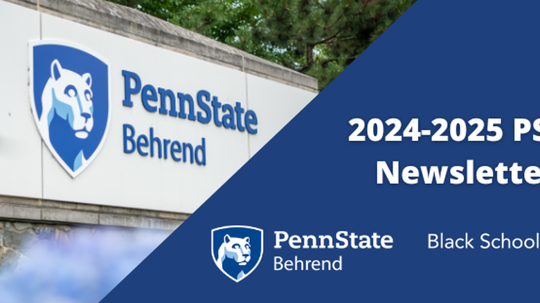 2024-25 PSCM Newsletter in text with Penn State Behrend sign