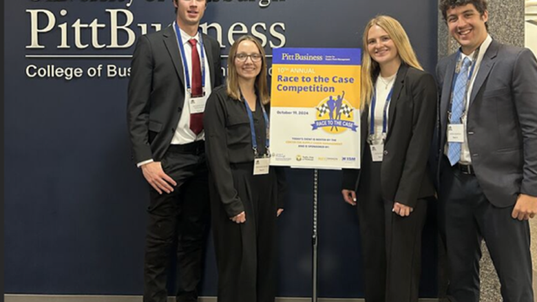 PSCM students at 2024 SCM Case Competition. From left: Benjamin Tandlmayer, Stephanie Helman, Alexia Brown, Aaron Kovatch