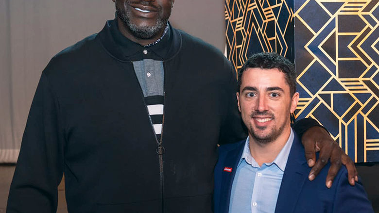 Jon Wolff with DJ Diesel, a.k.a. Shaquille O’Neal, at an event in Orlando.