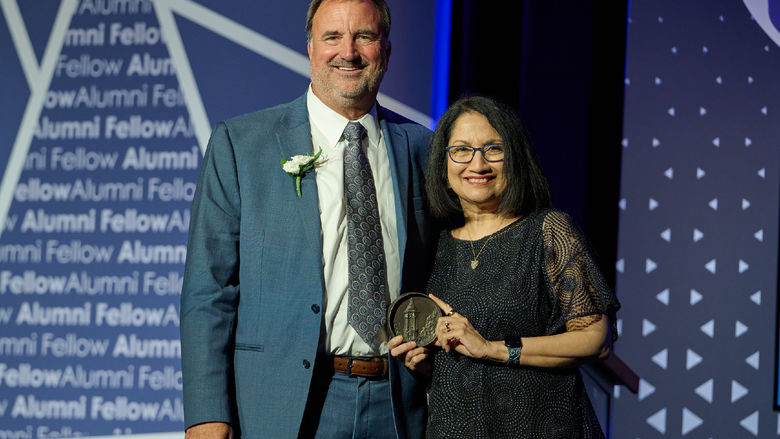 Dennis J. Prischak and Penn State President Neeli Bendapudi