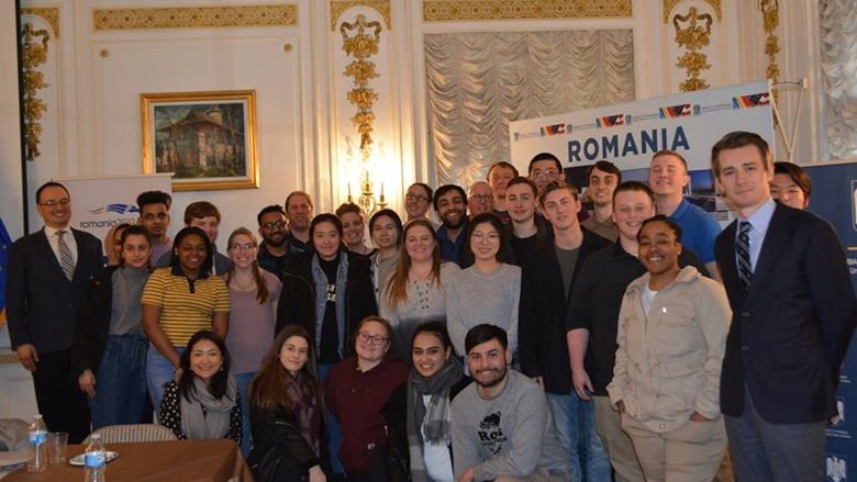 Penn State Behrend students had a briefing at the Romanian Embassy in Washington, D.C., during Spring Break in March 2019.