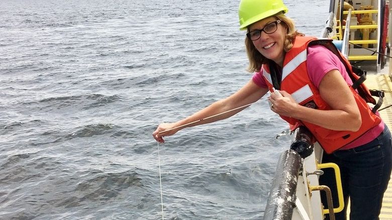 Greener Behrend Director Ann Quinn conducts research aboard the R/V Lake Guardian