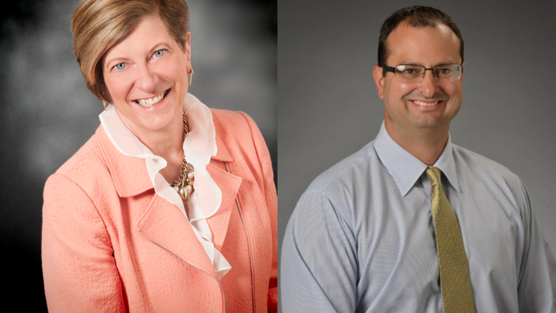 Ann Scott, left, and George Emanuele have been named Executives in Residence in the Black School of Business at Penn State Behrend.