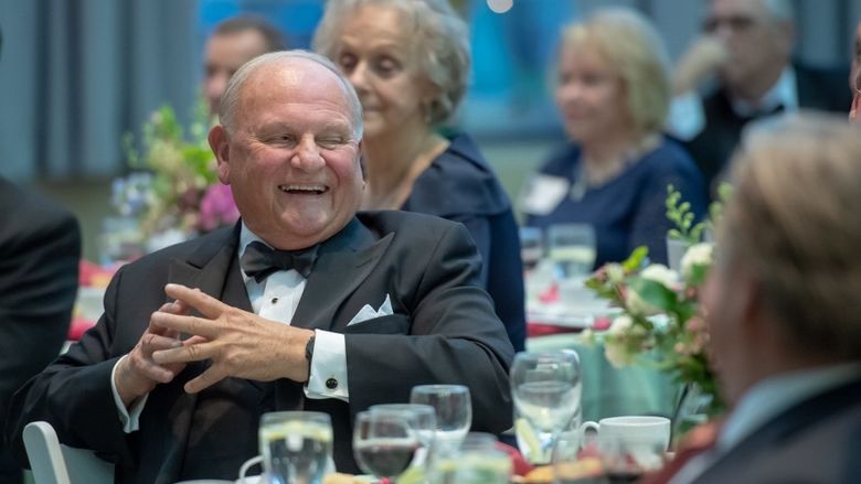 Thomas B. Hagen laughs during remarks at the Glenhill Appreciation Dinner