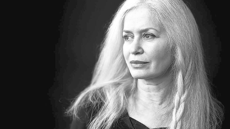A black-and-white portrait of the author Amy Hempel