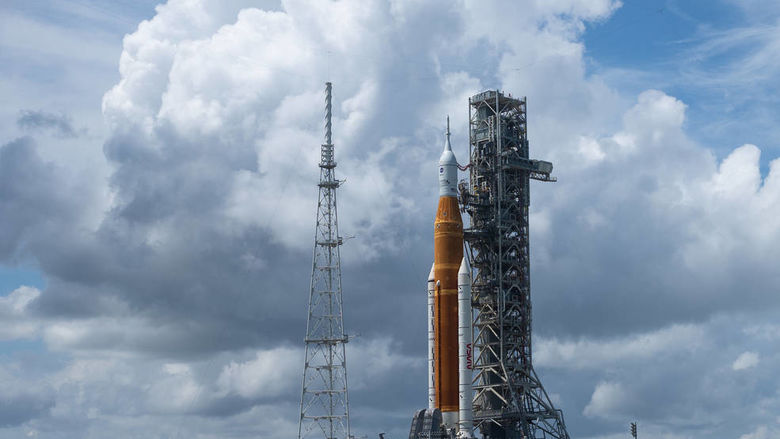 NASA's Artemis rocket on the launch pad.