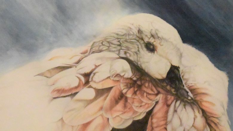 A painting of a duck, submitted to the Penn State Behrend art show.