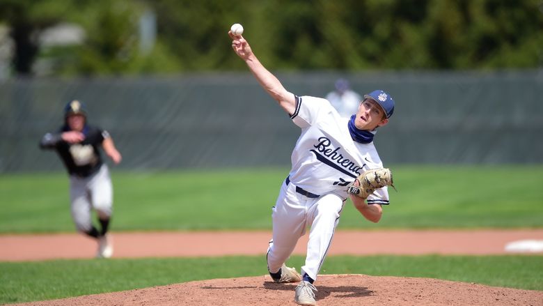 A Penn State Behrend pitcher throws the ball.