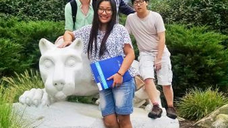 Group of International Students at Lion Shrine