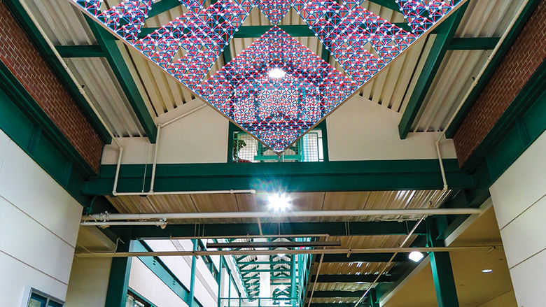 Students built the fractal using Zometool construction parts.