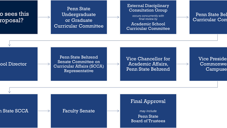 An flow chart showing reviewers for external curriculum proposals (full description in caption)