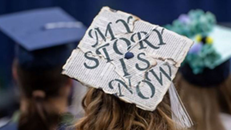 Commencement Cap with "My Story Is Now" lettering