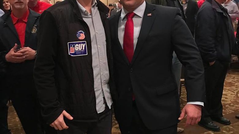 Congressman-elect Guy Reschenthaler at his campaign victory party with current Penn State Behrend student and campaign volunteer Avery Skiviat