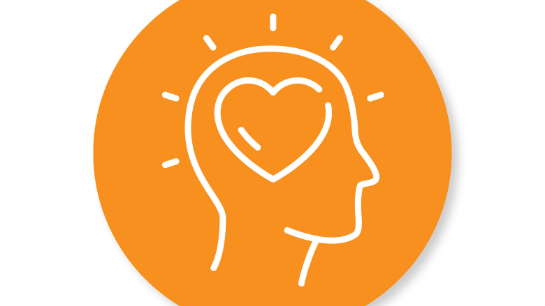 Icon showing heart and mind