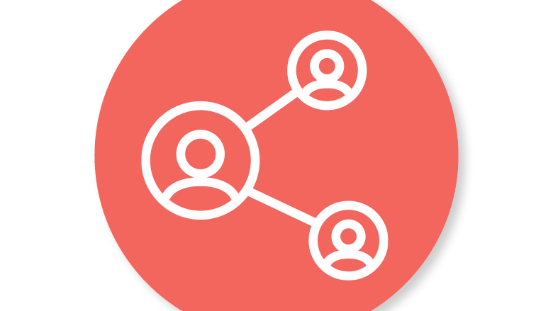 Icon showing three people connected