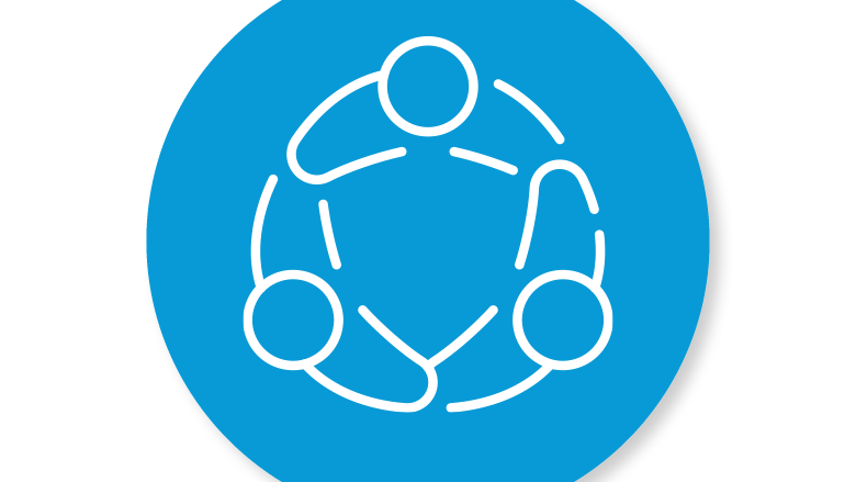 Icon showing three people in a circle