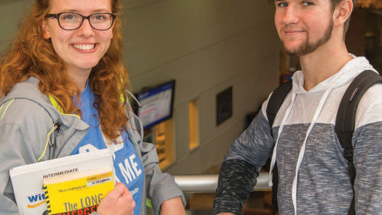 Peer mentor Katharina Becker, left, and her mentee, Nate Jones.