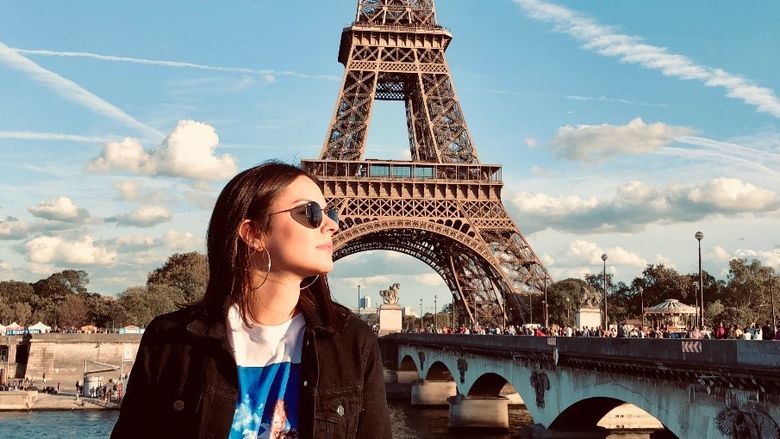 Giulia at the Eiffel Tower