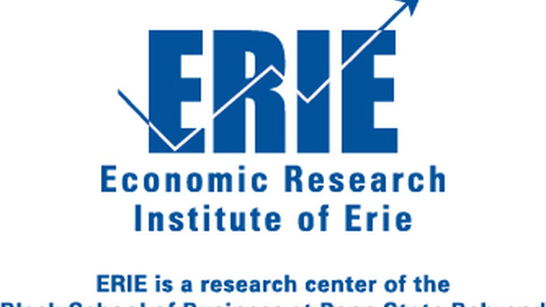 ERIE in blue with a chart arrow. Text: Economic Research Institute of Erie