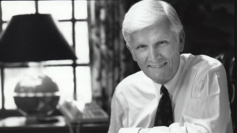 A black-and-white portrait of former Penn State Behrend Dean John M. Lilley