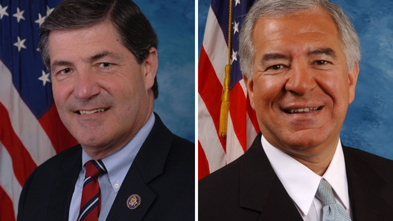 Portraits of former U.S. Reps. Jim Gerlach and Nick Rahall