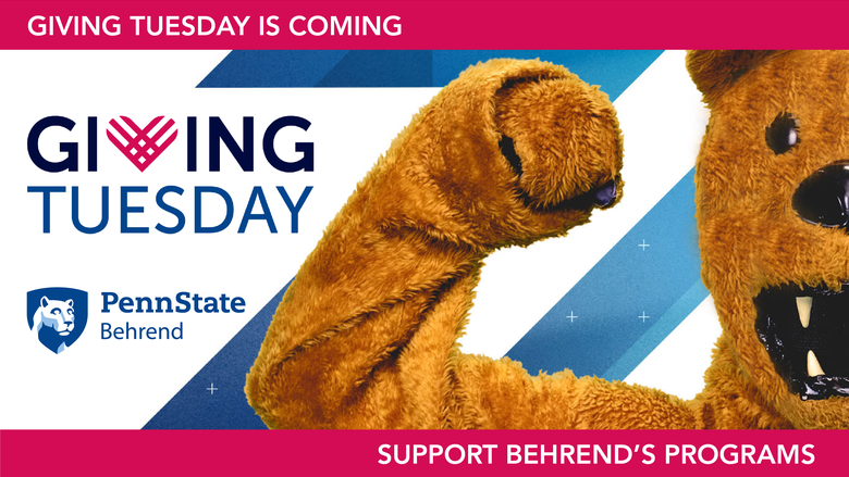A Giving Tuesday graphic shows the Penn State Nittany Lion