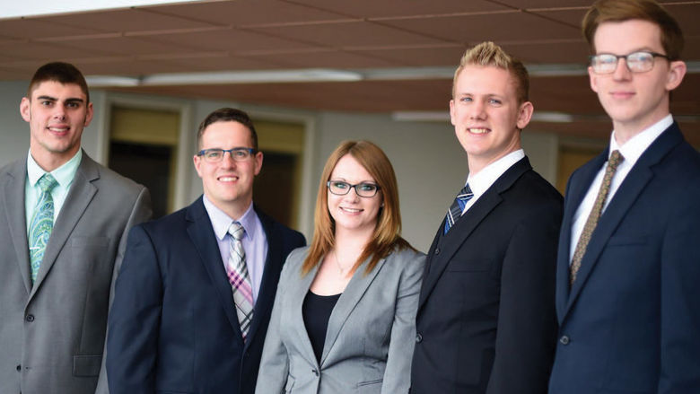 The student investment team from Penn State Behrend’s Black School of Business: Austin Montevecchio, Andrew Buzzelli, Ariana Gloeckner, Jason Pettner, and Richard Kelly