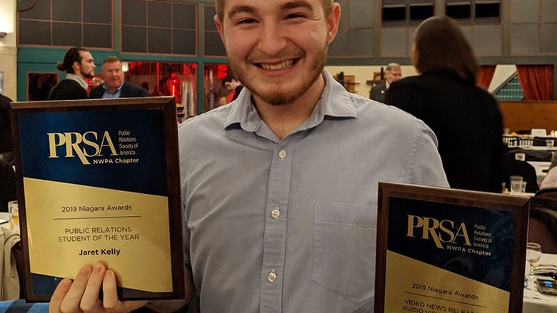 Marketing major Jaret Kelly won the PR Student of the Year Contest
