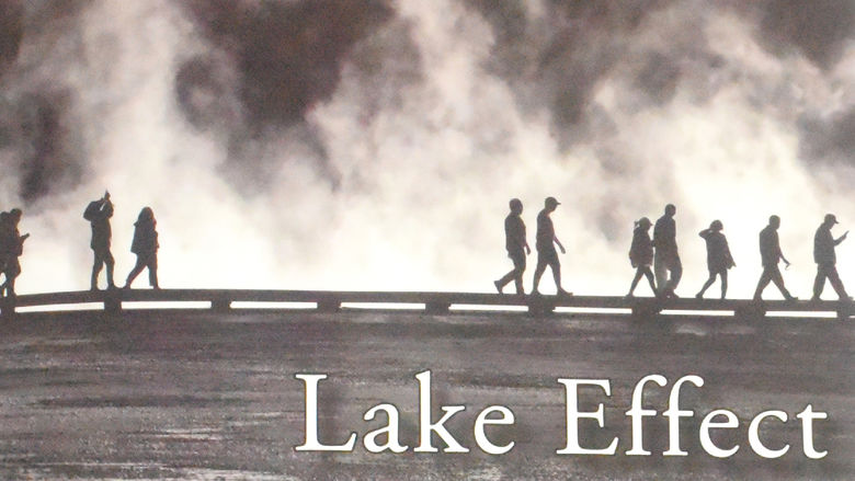 An illustration of people walking in silhouette. The image contains the words "Lake Effect," the name of Penn State Behrend's international literary journal.