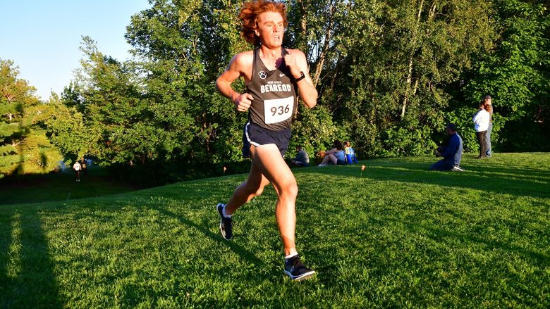 Lucas Boyd runs in a cross country race at Penn State Behrend