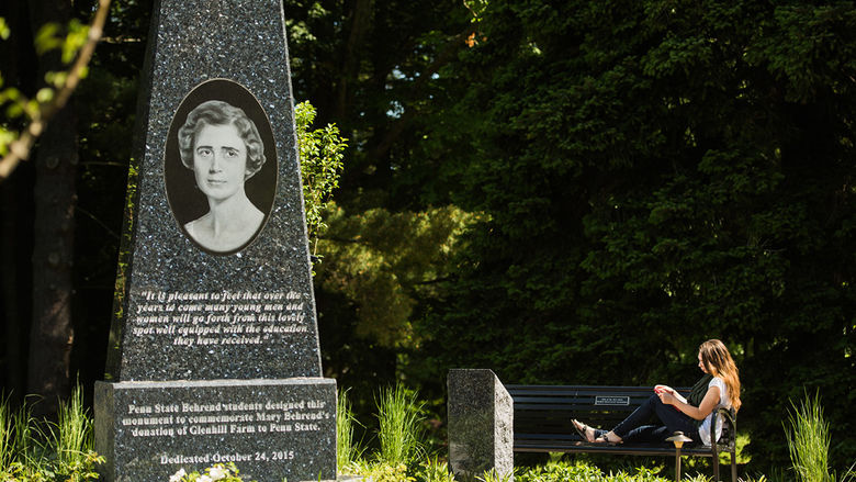 Student at Mary Behrend Monument