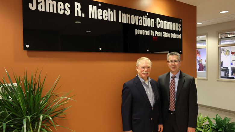 Dave Meehl, son of the late James R. Meehl, and Penn State Behrend Chancellor Ralph Ford