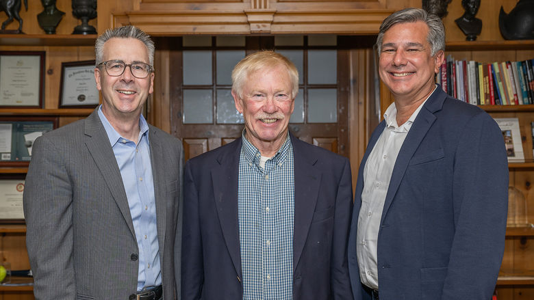 Dr. Ralph Ford, Chancellor; Dave Meehl; and Dr. Tim Kurzweg, James R. Meehl Director of the School of Engineering