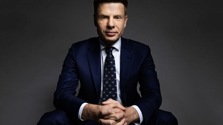 A portrait of Oleksiy Goncharenko, a member of Ukraine's parliament