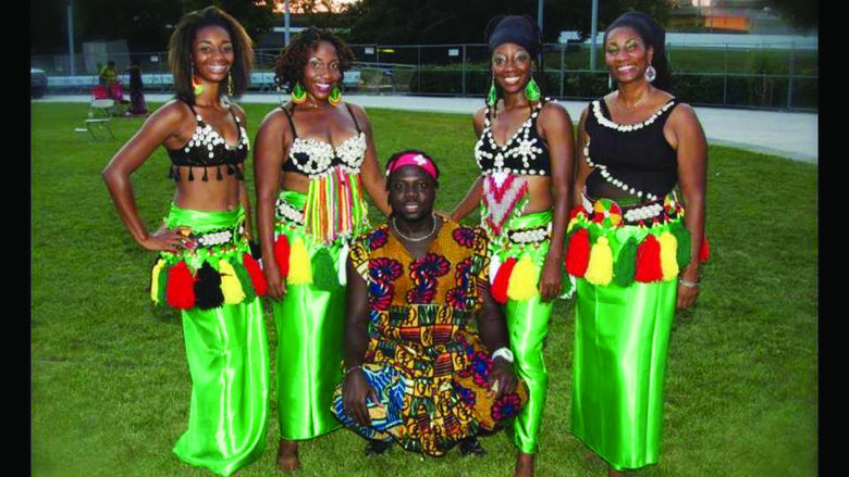 A publicity photo of the Papa M’Baya African Ensemble