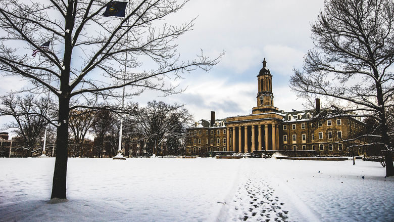 Old Main on a snowy day