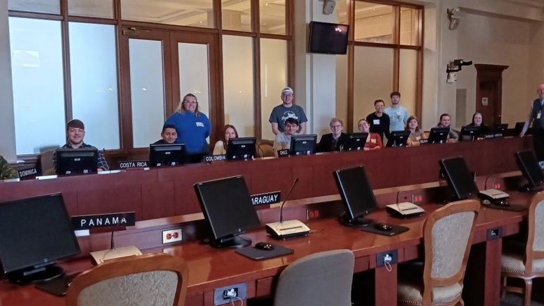 Briefing in the Simon Bolivar Room at the Organization of American States