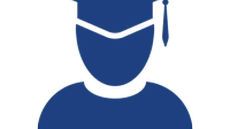 Shapes representing a student wearing a graduation cap