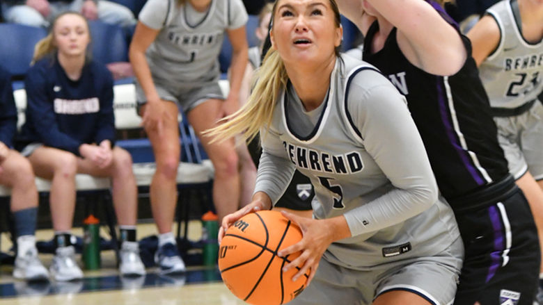 Penn State Behrend basketball player Rachel Majewski prepares to take a shot.