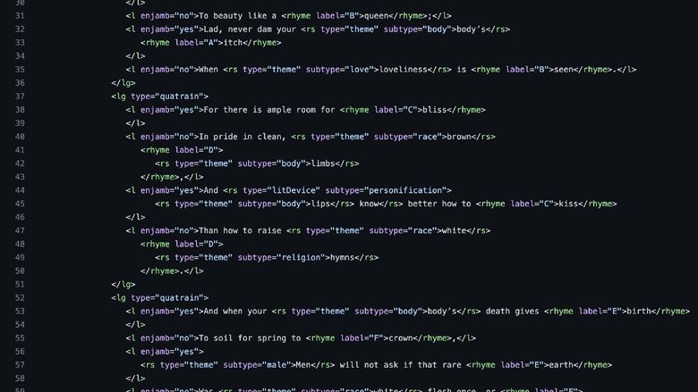 Lines of computer code that were used to explain the mechanics of a poem.
