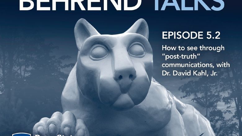An illustration of the Penn State Nittany Lion shrine under the words "Behrend Talks."