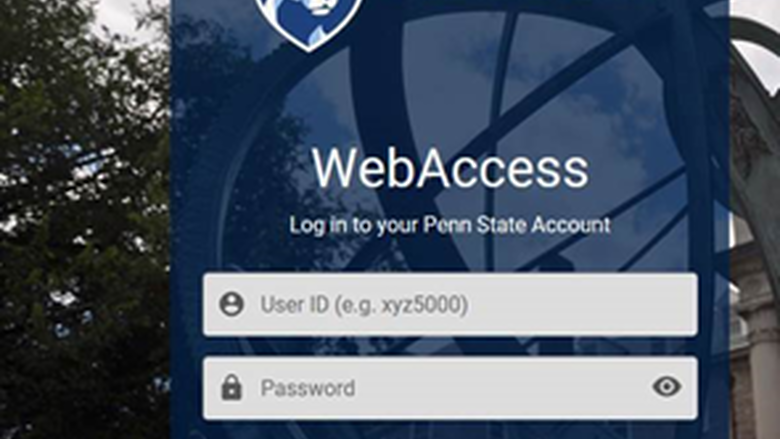 WebAccess screen showing fields for user ID and password with login button