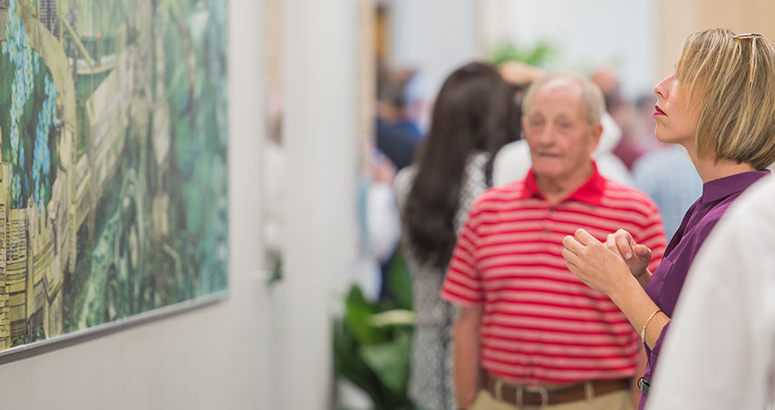 Student work shaped art in Penn State Behrend's AMIC building.