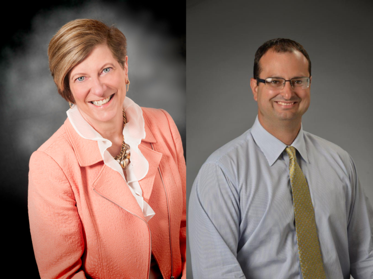Ann Scott, left, and George Emanuele have been named Executives in Residence in the Black School of Business at Penn State Behrend.