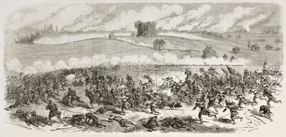 The Battle of Fredericksburg An illustration of the Battle of Fredericksburg.