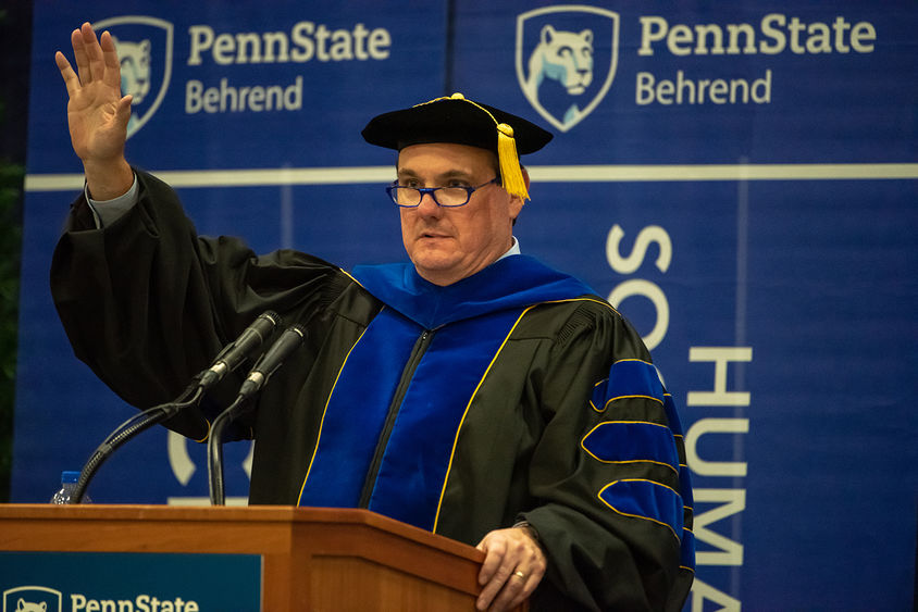 Dr. Charles Brown speaking at commencement